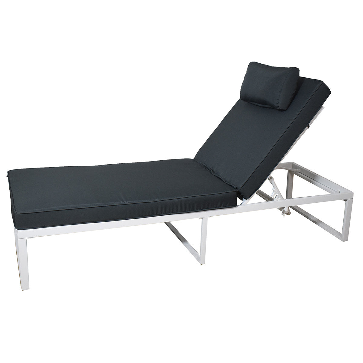 POHJOLA GARDEN Aurinkotuoli Säädettävällä Selkänojalla 200 cm, Valkoinen/harmaa, ILONA