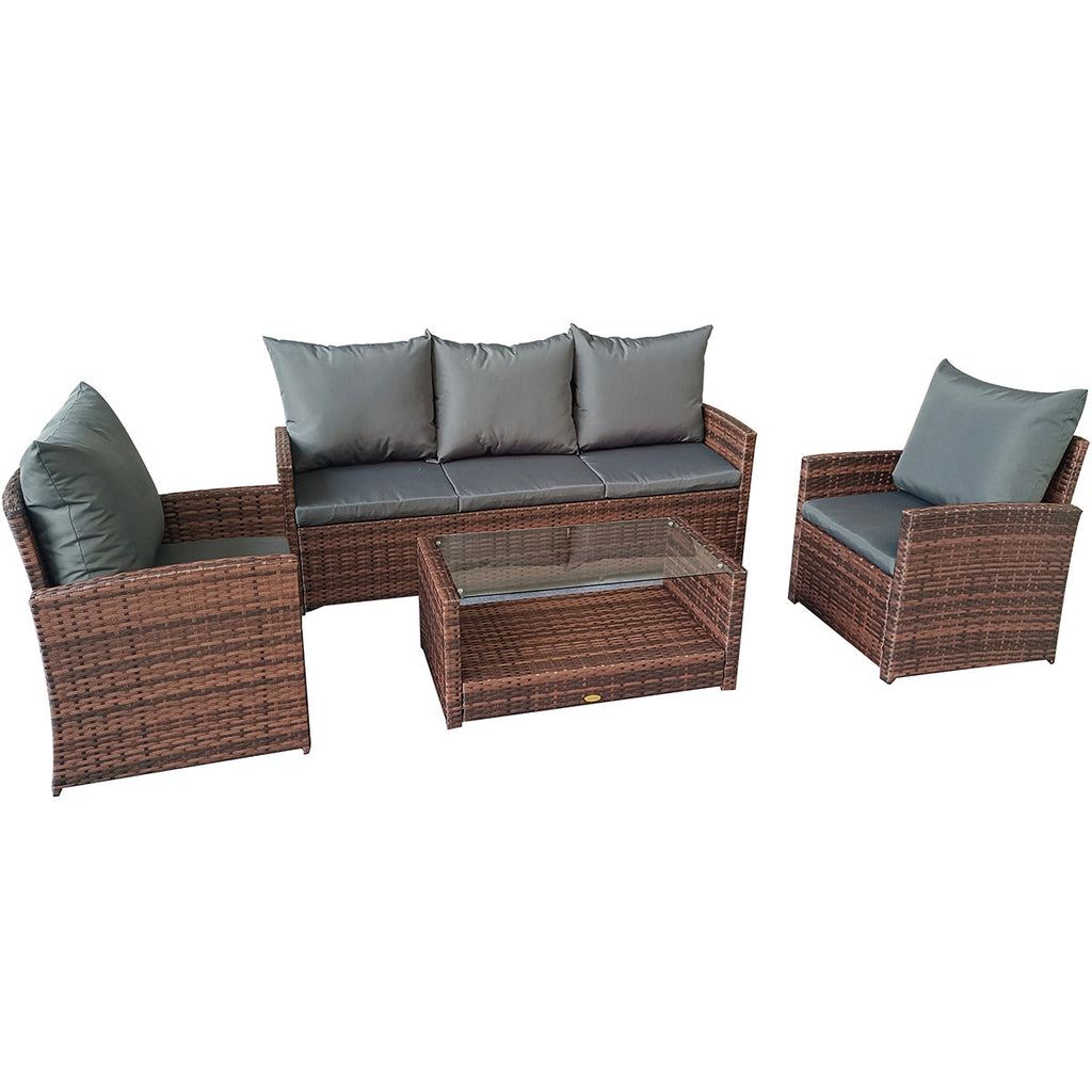 POHJOLA GARDEN Polyrottinki Sohvaryhmä 4-osainen, Ruskea/harmaa, MATLEENA