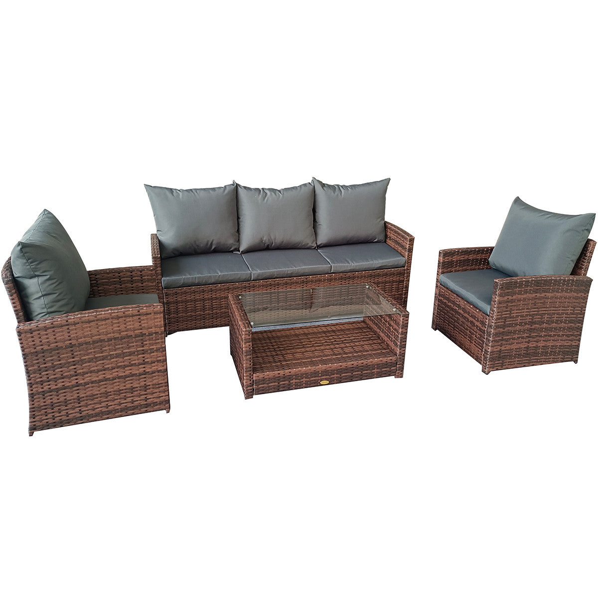 POHJOLA GARDEN Polyrottinki Sohvaryhmä 4-osainen, Ruskea/harmaa, MATLEENA