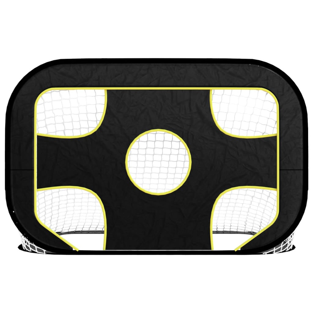 Fotbollsmål med målstolpar och bärväska, glasfiber, svart/gul