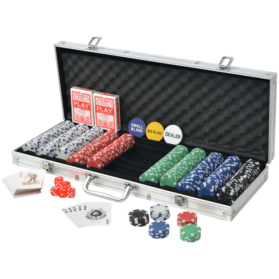 Pokerset med aluminiumväska, 500 marker