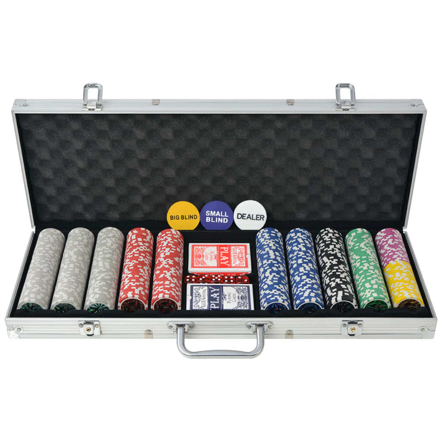 Pokerset med aluminiumväska, 500 marker