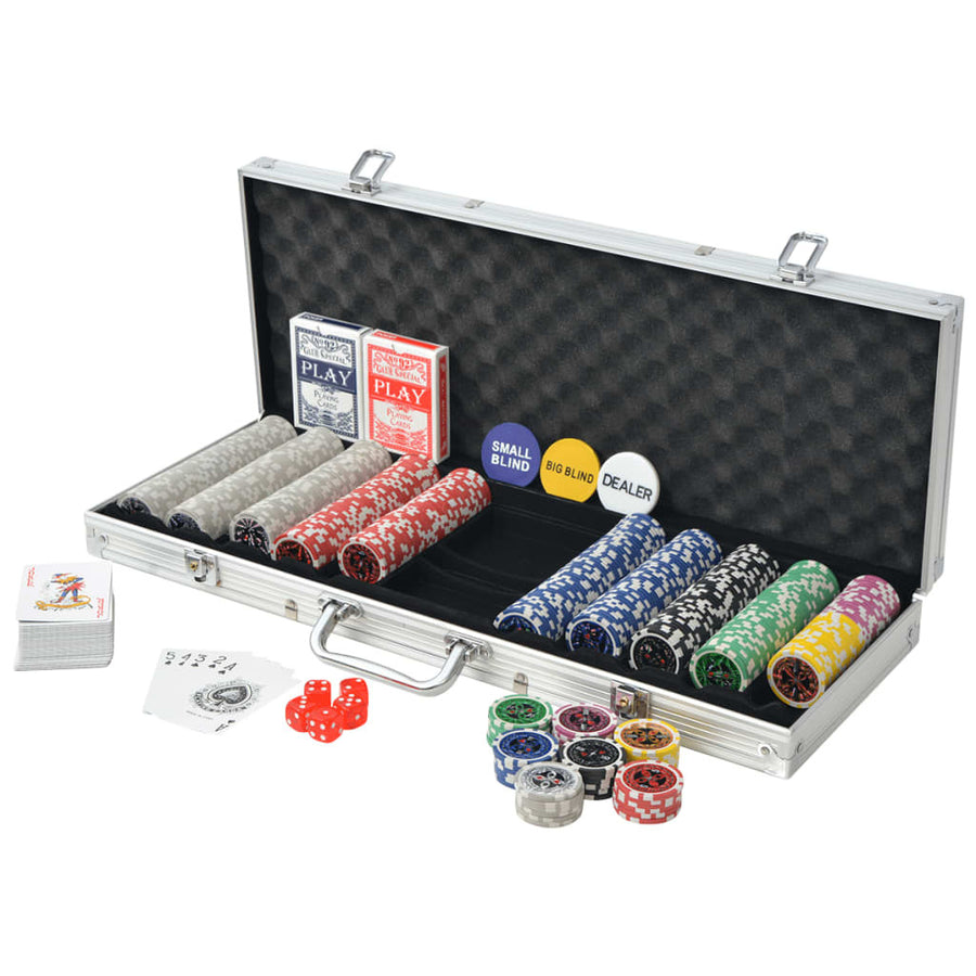 Pokerset med aluminiumväska, 500 marker
