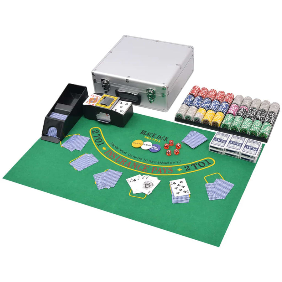 Poker-/blackjackset, 600 marker, aluminiumväska