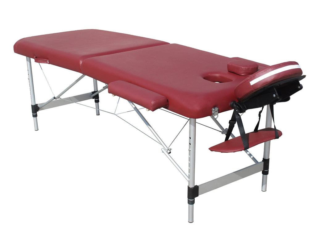 POHJOLAN URHEILUTARVIKE Taitettava Hierontapöytä Premium Alu 2V, 195x70cm, Viininpunainen