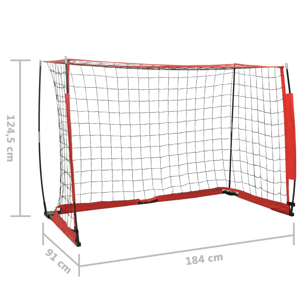 Fotbollsmål 184 x 91 x 124,5 cm, glasfiber och stål, svart/röd