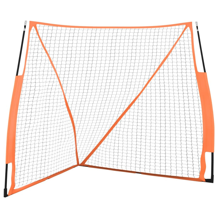 Bärbart pesäpallonät med bärväska, 183x182x183 cm, stål/polyester, orange/svart