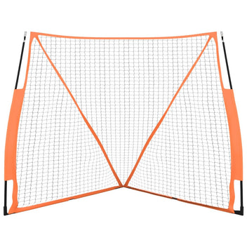 Bärbart pesäpallonät med bärväska, 183x182x183 cm, stål/polyester, orange/svart