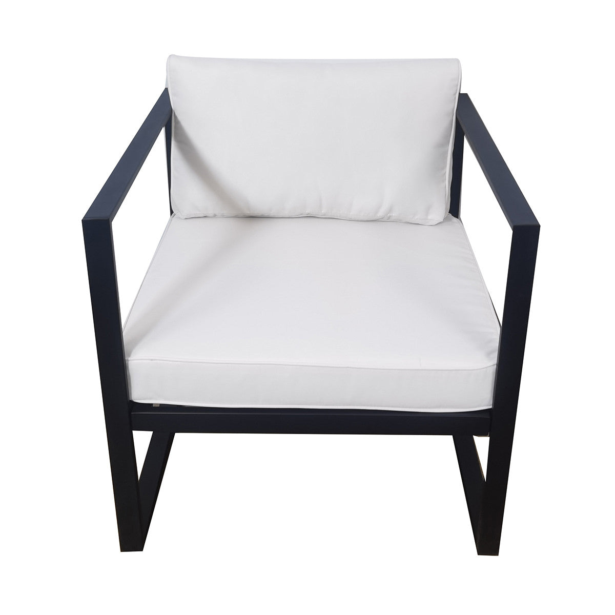 Trädgårdsstol med armstöd 70 x 75 cm – 10 cm stoppning, stålram, svart/ljusbeige