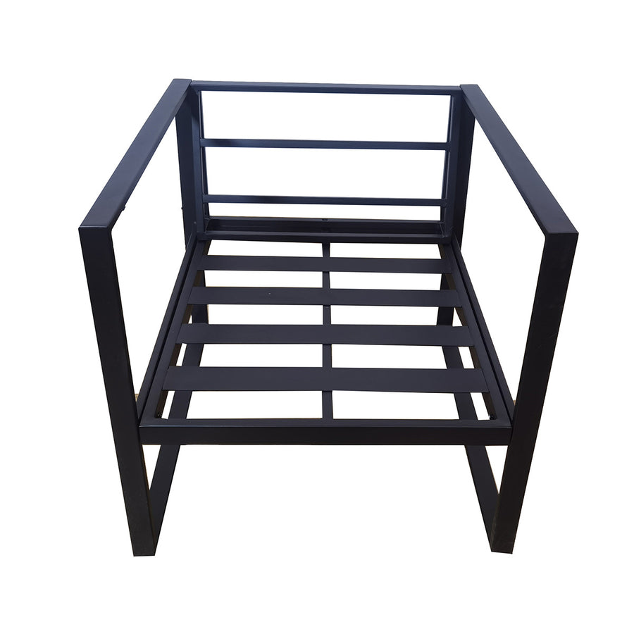 Trädgårdsstol med armstöd 70 x 75 cm – 10 cm stoppning, stålram, svart/grå