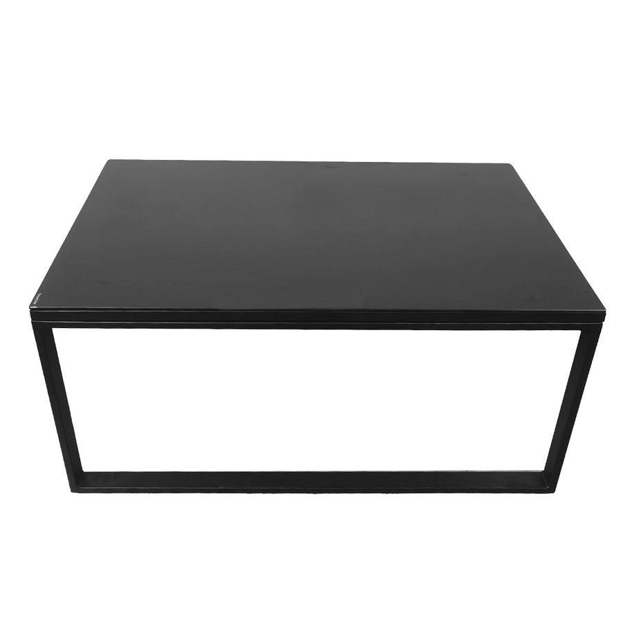 Trädgårdsbord 90 x 60 cm – 5 mm härdat glas, stålram, svart