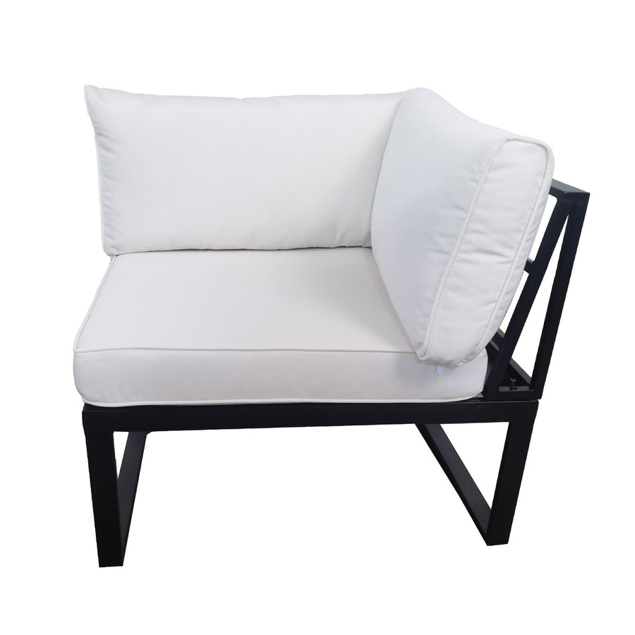 Ulkosohvan kulmaistuin 75 x 75 cm – 10 cm pehmuste, teräsrunko, musta/vaalea beige