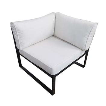 Hörnsoffa för utomhusbruk 75 x 75 cm – 10 cm stoppning, stålram, svart/ljusbeige