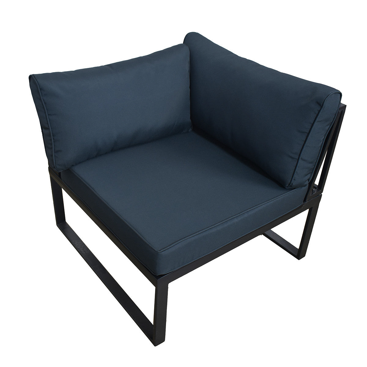 Ulkosohvan kulmaistuin 75 x 75 cm – 10 cm pehmuste, teräsrunko, musta/harmaa