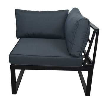 Hörnsoffa för utomhusbruk 75 x 75 cm – 10 cm stoppning, stålram, svart/grå