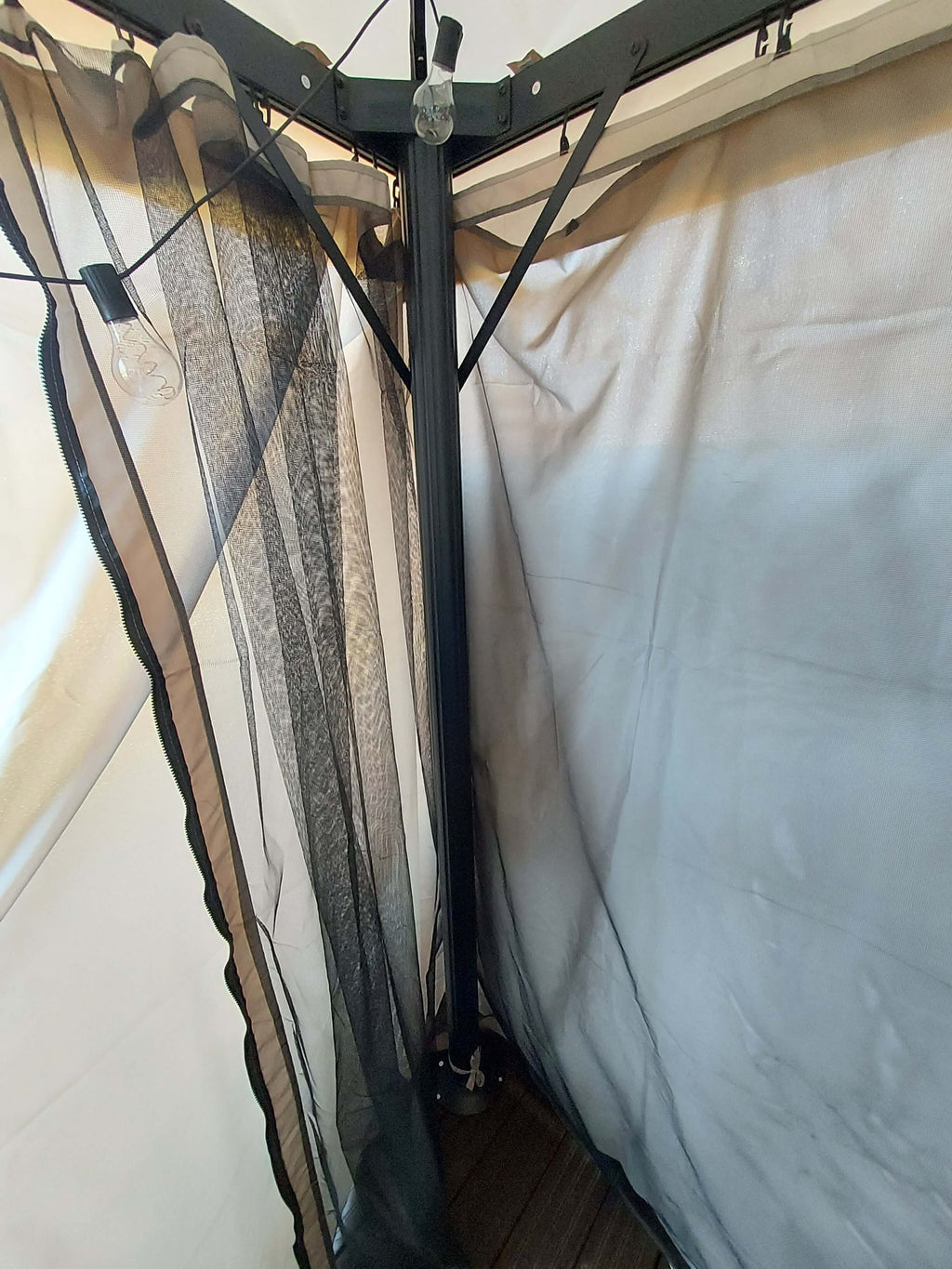 POHJOLA GARDEN Kestävä Pihapaviljonki 3x4m / Paviljonki Katos Terassille ja Pihalle Hyttysverkolla, Vaalea Beige