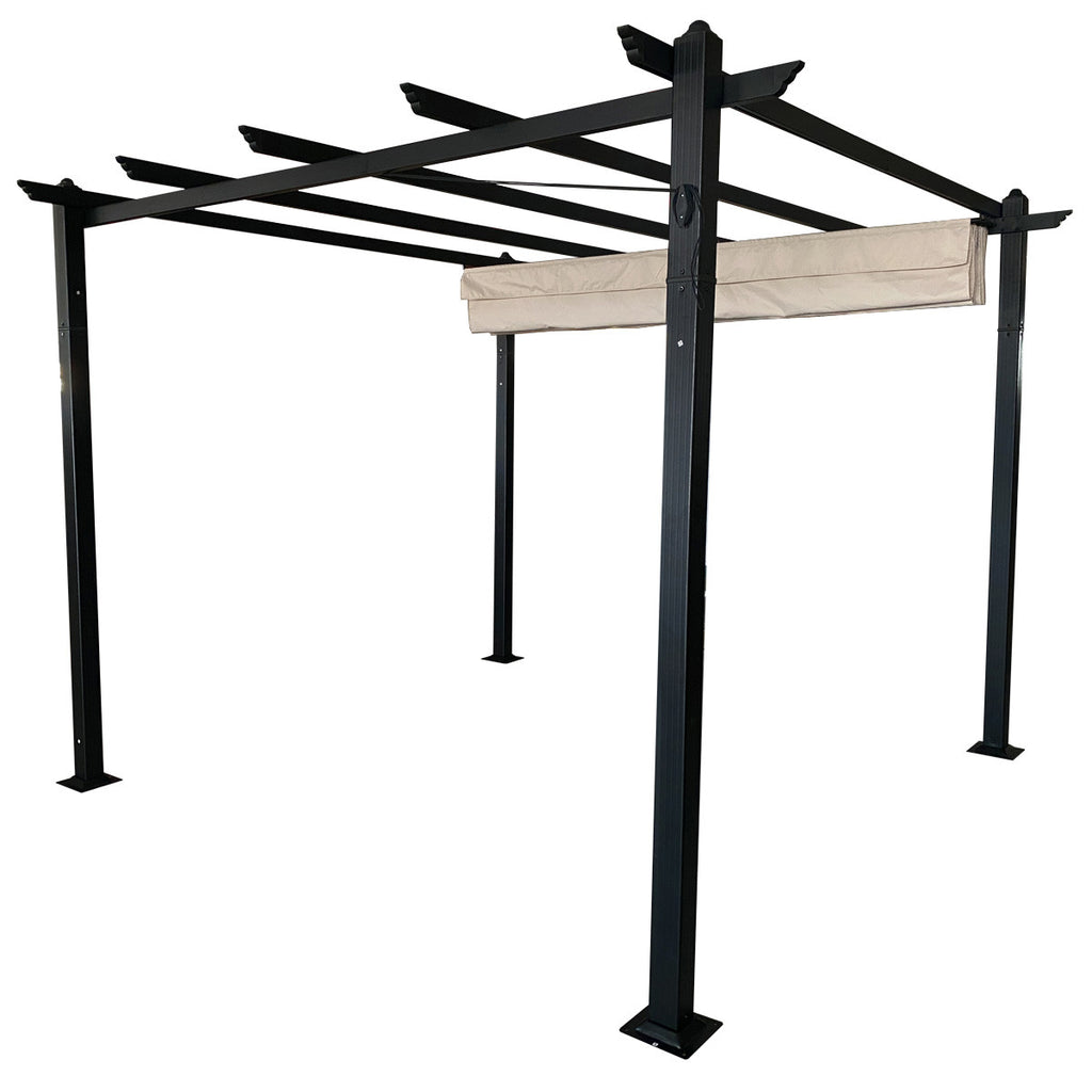 POHJOLA GARDEN STRONG Pergola / Terassikatos 3x3m, Musta Runko, Beige Katos