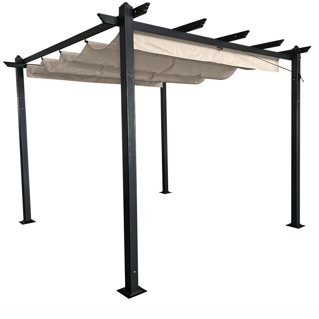 POHJOLA GARDEN STRONG Pergola / Terassikatos 3x3m, Musta Runko, Beige Katos
