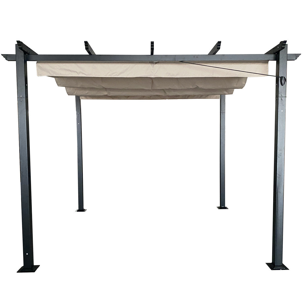 POHJOLA GARDEN STRONG Pergola / Terassikatos 3x3m, Musta Runko, Beige Katos