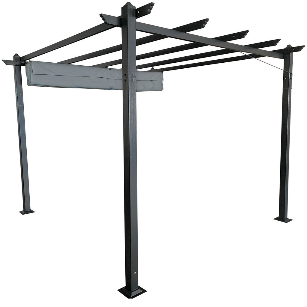 POHJOLA GARDEN STRONG Pergola / Terassikatos 3x3m, Musta Runko, harmaa Katos