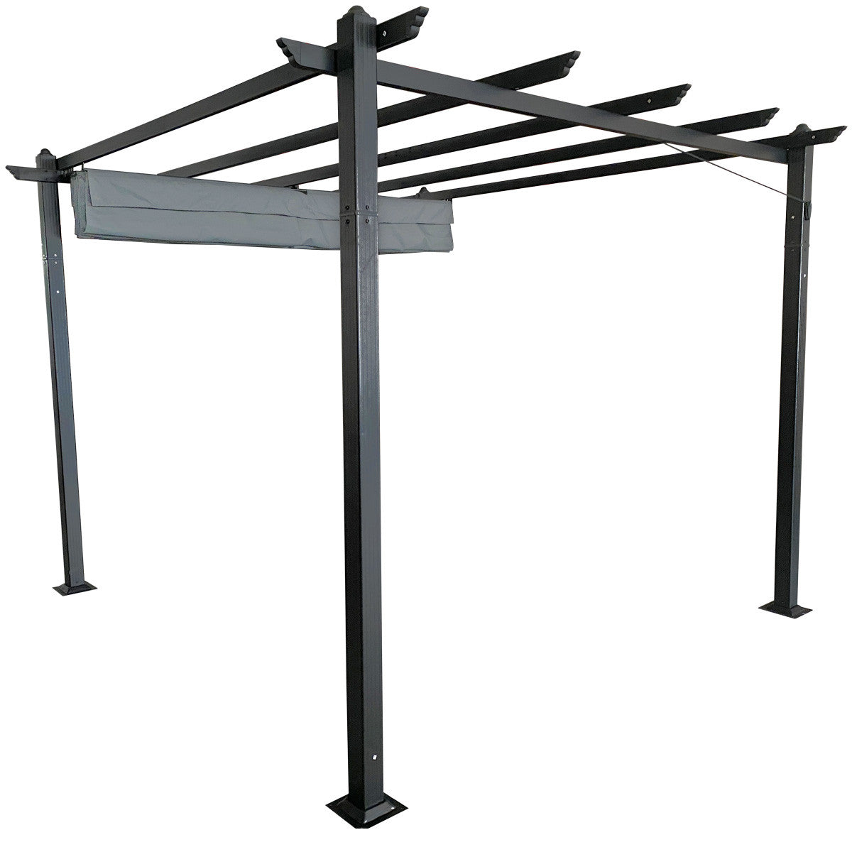 POHJOLA GARDEN STRONG Pergola / Terassikatos 3x3m, Musta Runko, harmaa Katos