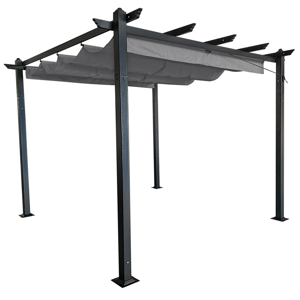 Pergola-takduk 3 x 3 m – skjutbar, 250 g polyester, PU-belagd