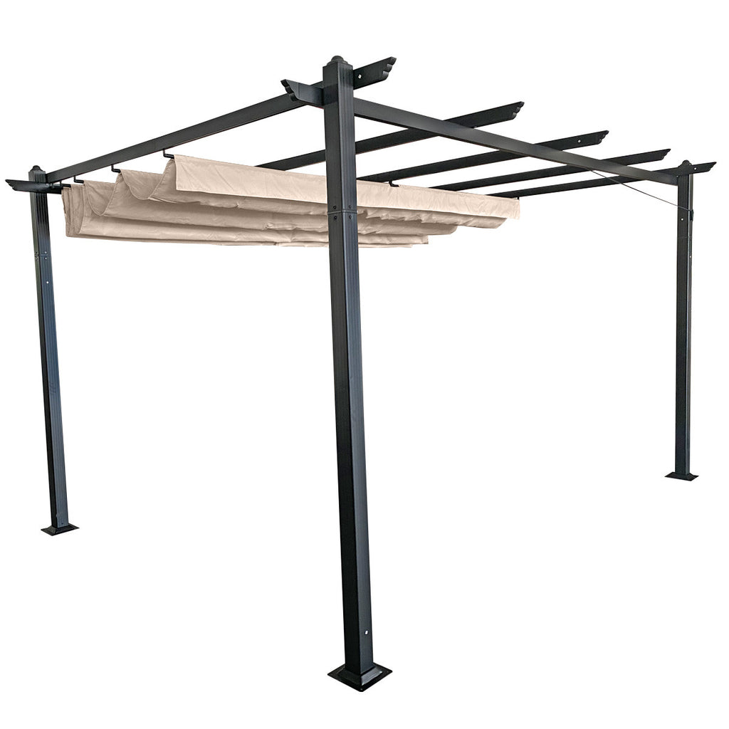 POHJOLA GARDEN STRONG Pergola / Terassikatos 3x4m, Musta Runko, Beige Katos