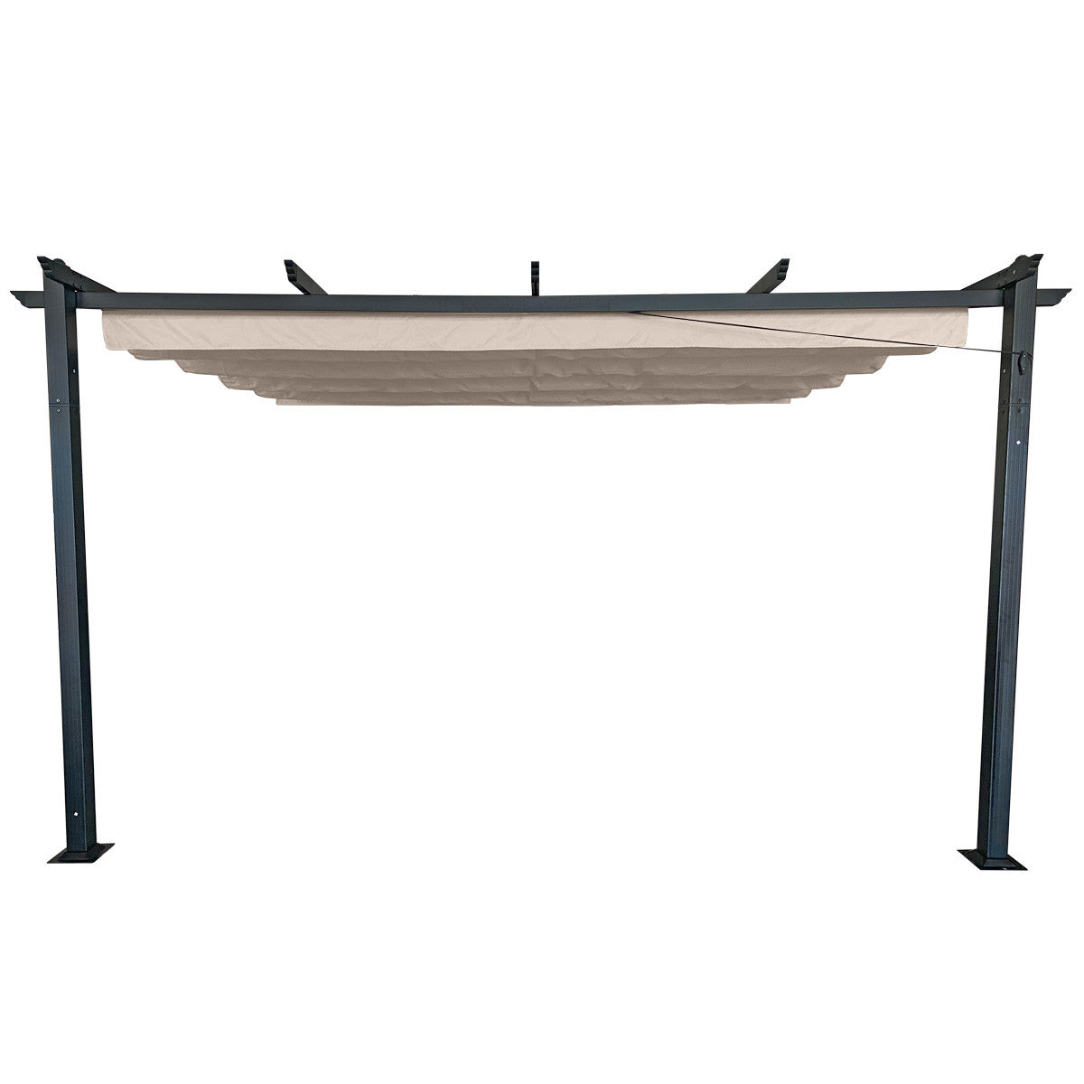 POHJOLA GARDEN STRONG Pergola / Terassikatos 3x4m, Musta Runko, Beige Katos