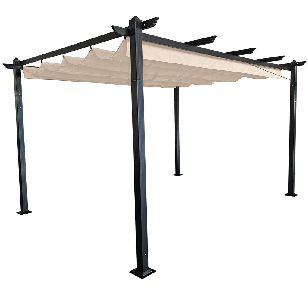 POHJOLA GARDEN STRONG Pergola / Terassikatos 3x4m, Musta Runko, Beige Katos