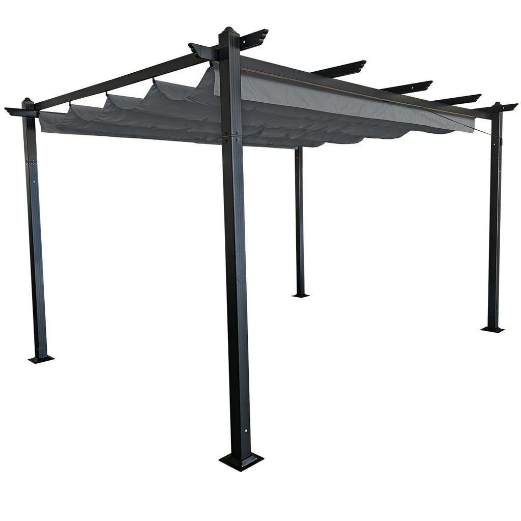 POHJOLA GARDEN STRONG Pergola / Terassikatos 3x4m, Musta Runko, harmaa Katos