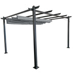POHJOLA GARDEN STRONG Pergola / Terassikatos 3x4m, Musta Runko, harmaa Katos