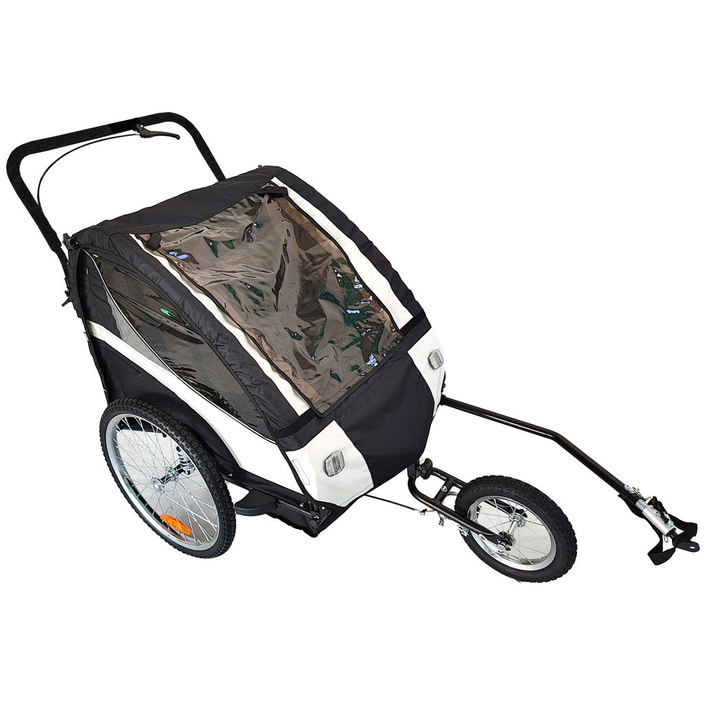 Pohjola Motors  Polkupyörän peräkärry 2-in-1 PACE Musta, 2 lapselle, Max. 40 kg