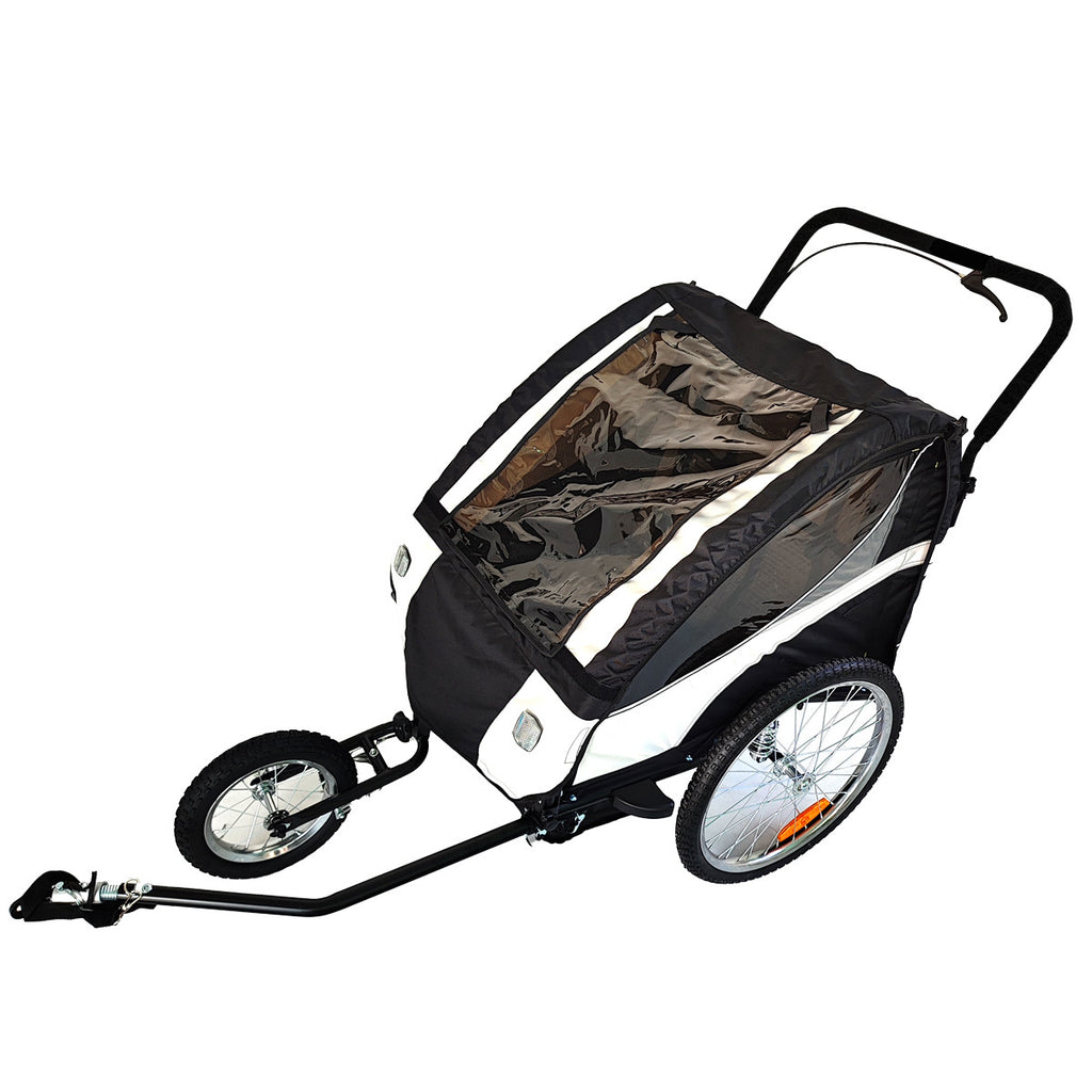 Pohjola Motors  Polkupyörän peräkärry 2-in-1 PACE Musta, 2 lapselle, Max. 40 kg