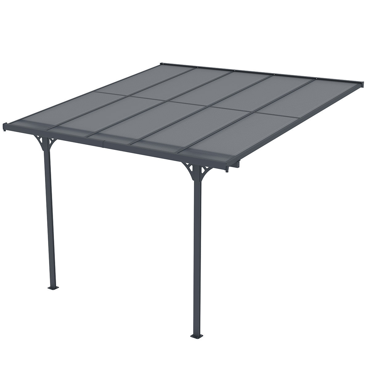 POHJOLA GARDEN Terassikatos 313x300x225-270cm, Harmaa, EXTRA STRONG 6mm Paneeli