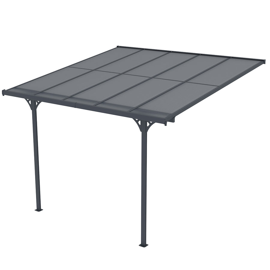 Terrasstak 313 x 300 cm – 6 mm polykarbonat, aluminiumram, justerbar höjd