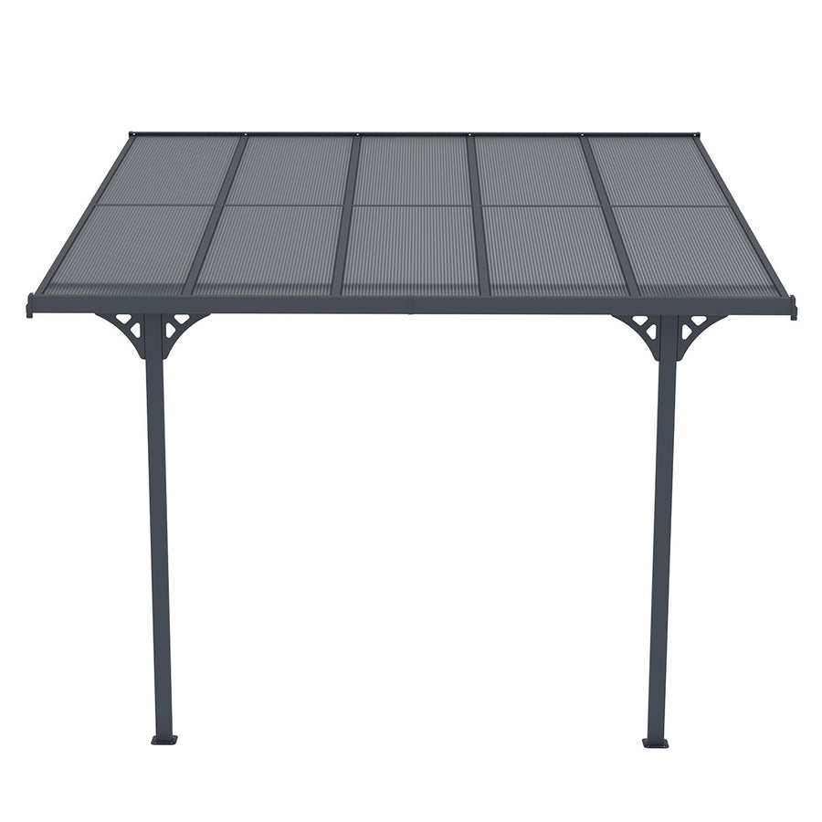 Terrasstak 313 x 300 cm – 6 mm polykarbonat, aluminiumram, justerbar höjd