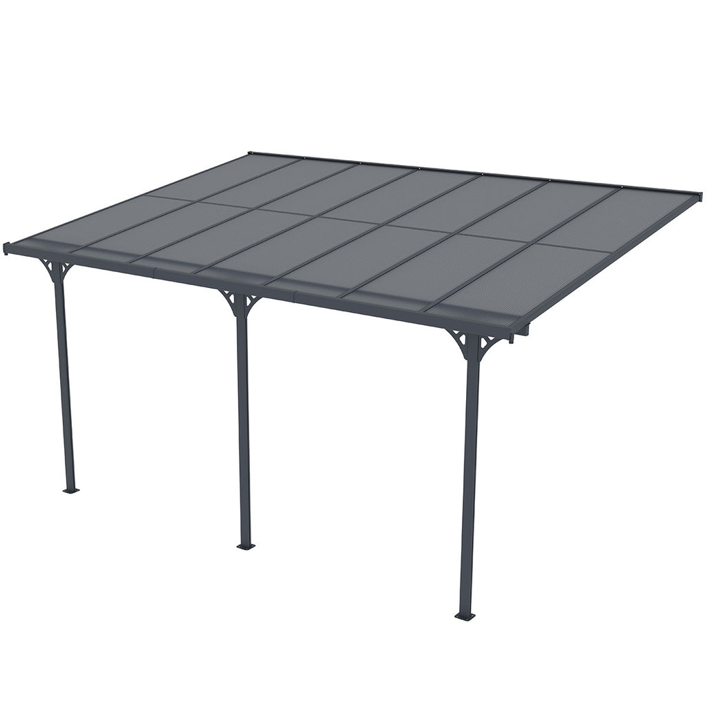 POHJOLA GARDEN Terassikatos 4.35m x 3.00m Harmaa, EXTRA STRONG 6mm paneeli