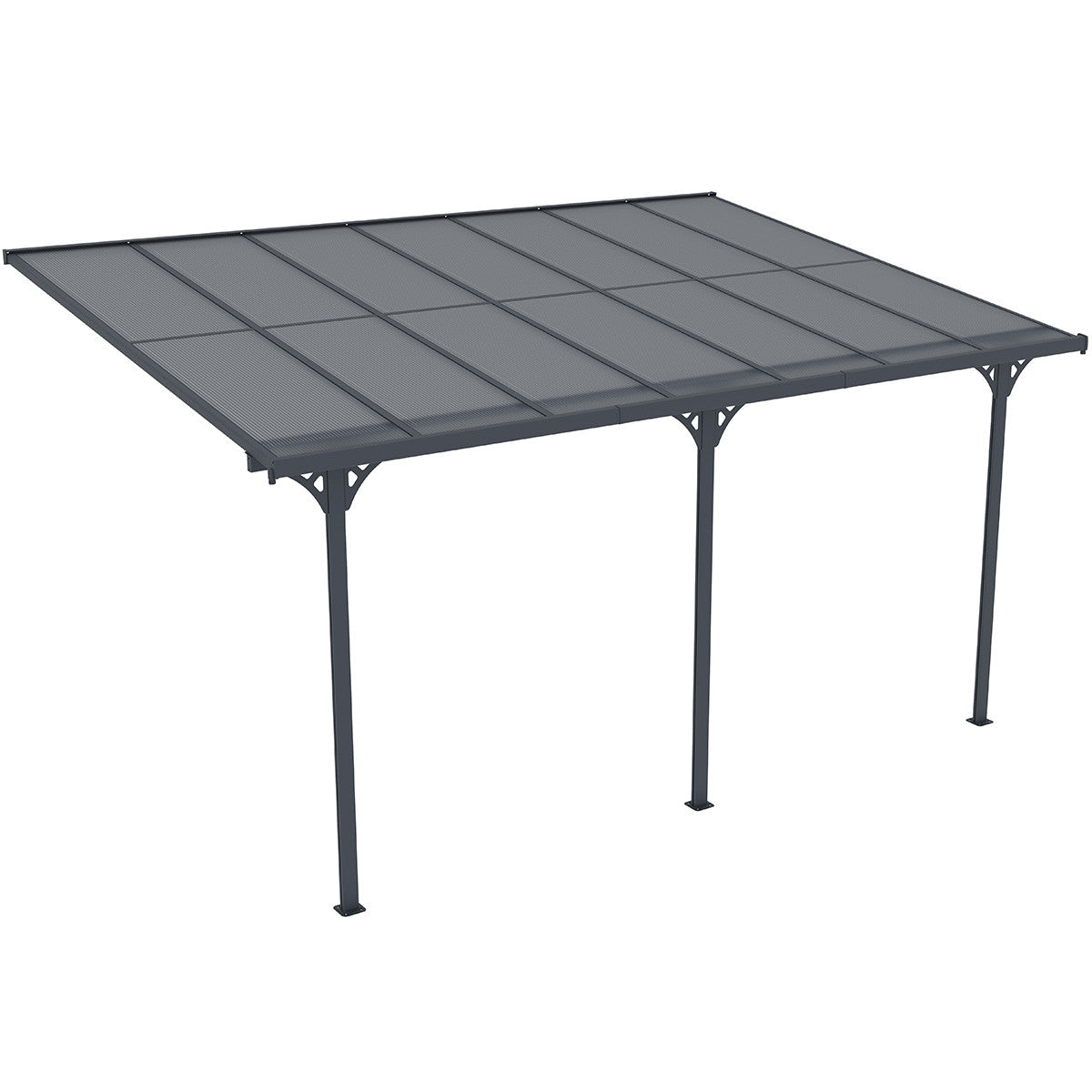 POHJOLA GARDEN Terassikatos 4.35m x 3.00m Harmaa, EXTRA STRONG 6mm paneeli