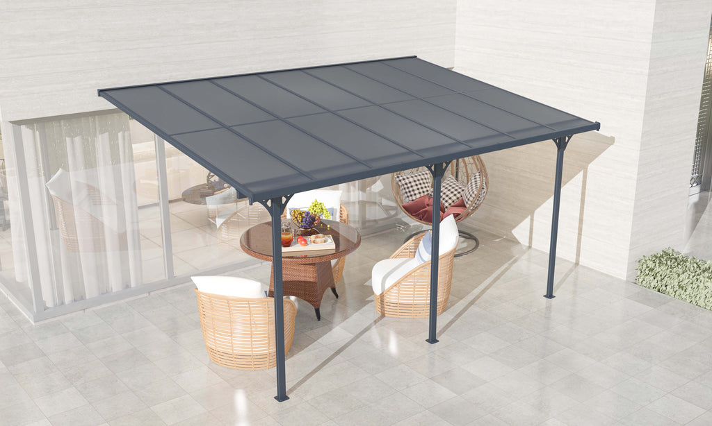 POHJOLA GARDEN Terassikatos 4.35m x 3.00m Harmaa, EXTRA STRONG 6mm paneeli