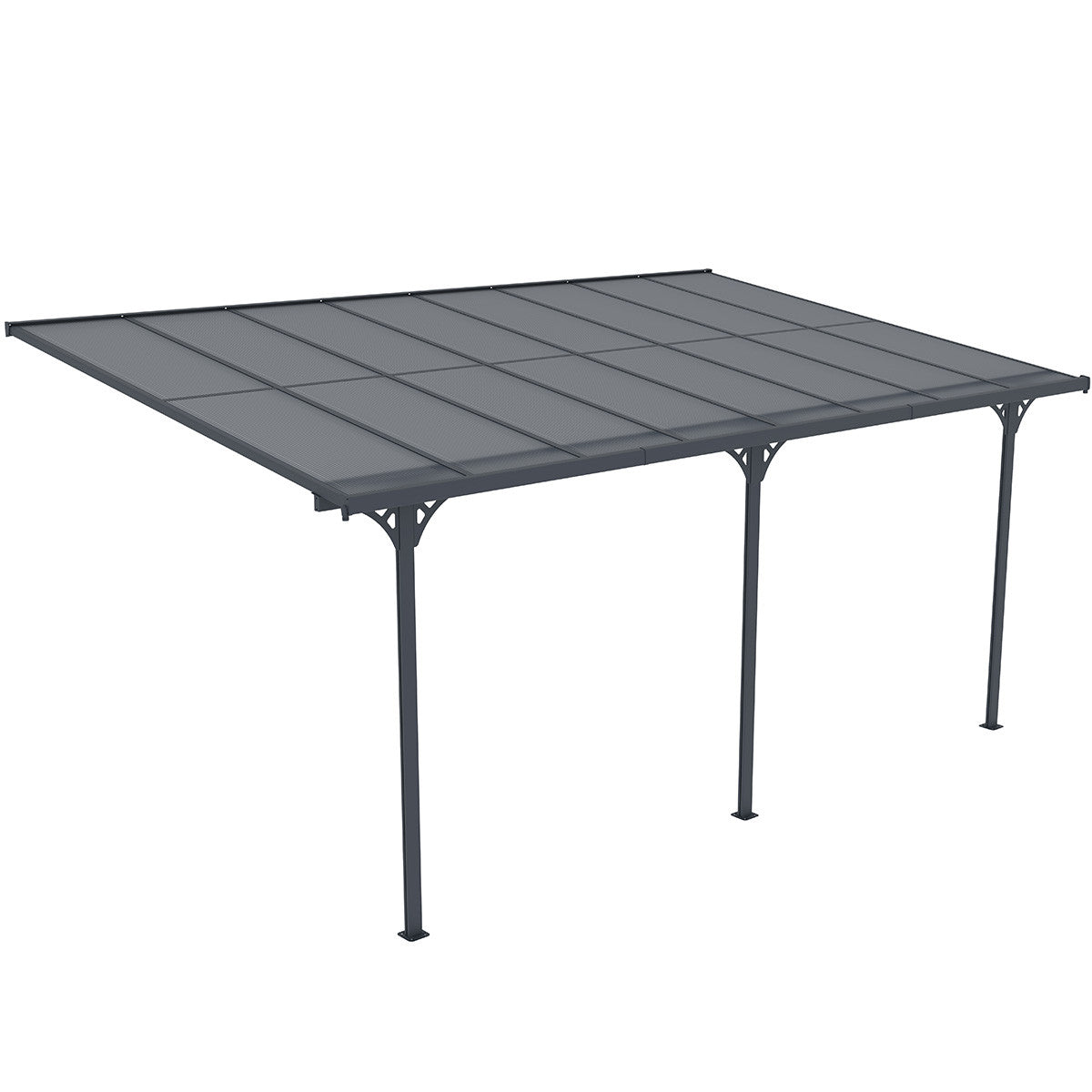 POHJOLA GARDEN Terassikatos 495x300x225/270cm, Harmaa, EXTRA STRONG 6mm Paneeli