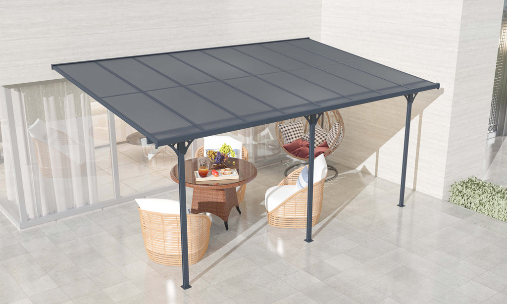 POHJOLA GARDEN Terassikatos 495x300x225/270cm, Harmaa, EXTRA STRONG 6mm Paneeli