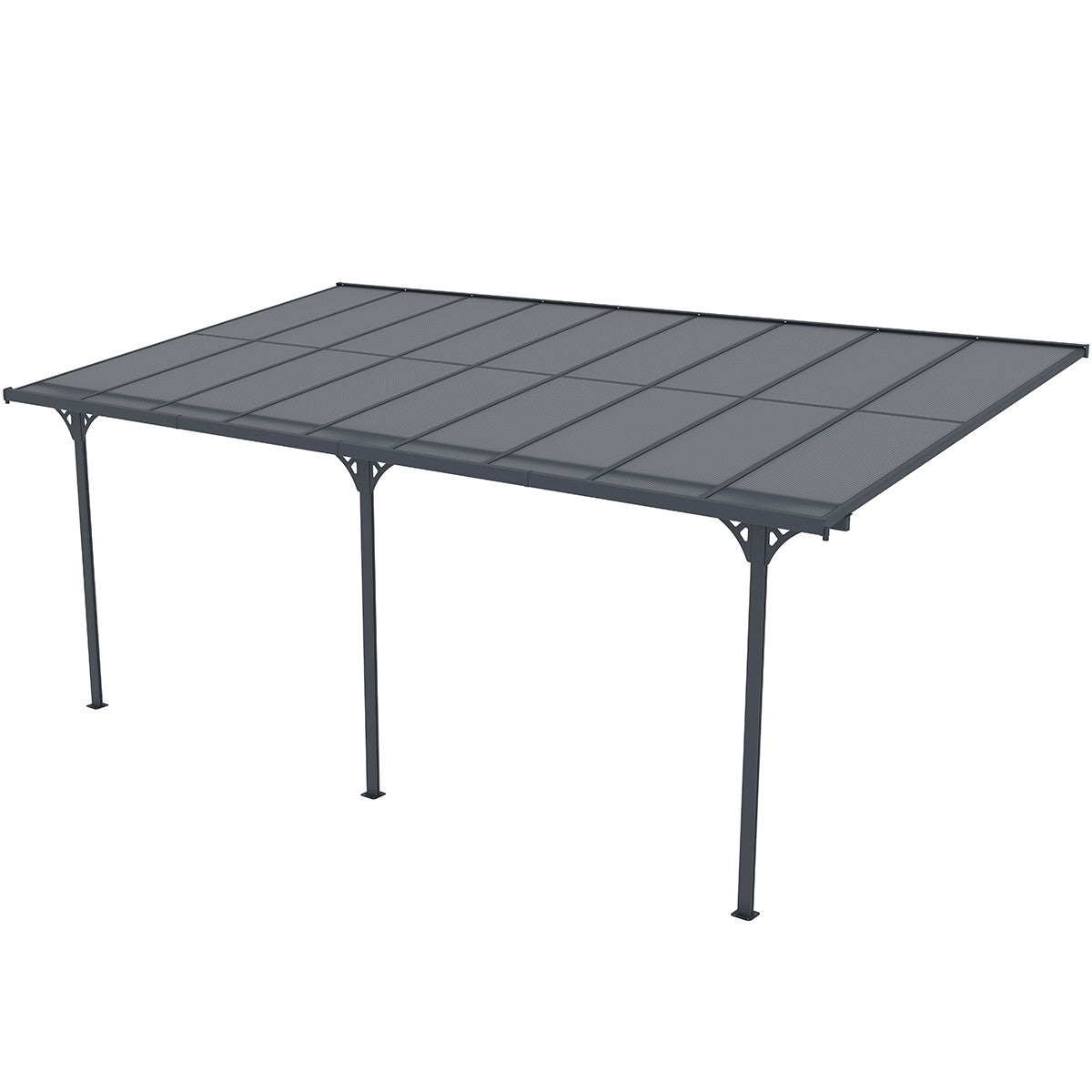 Terassikatos 556 x 300 cm – 6 mm polykarbonaattipaneelit, alumiinirunko, vesirännit