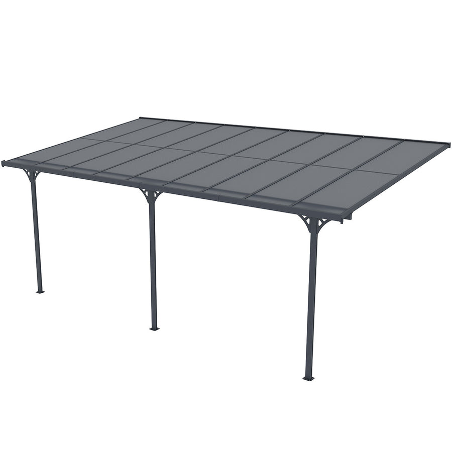 Terrassöverbyggnad 556 x 300 cm – 6 mm polykarbonatpaneler, aluminiumram, takrännor