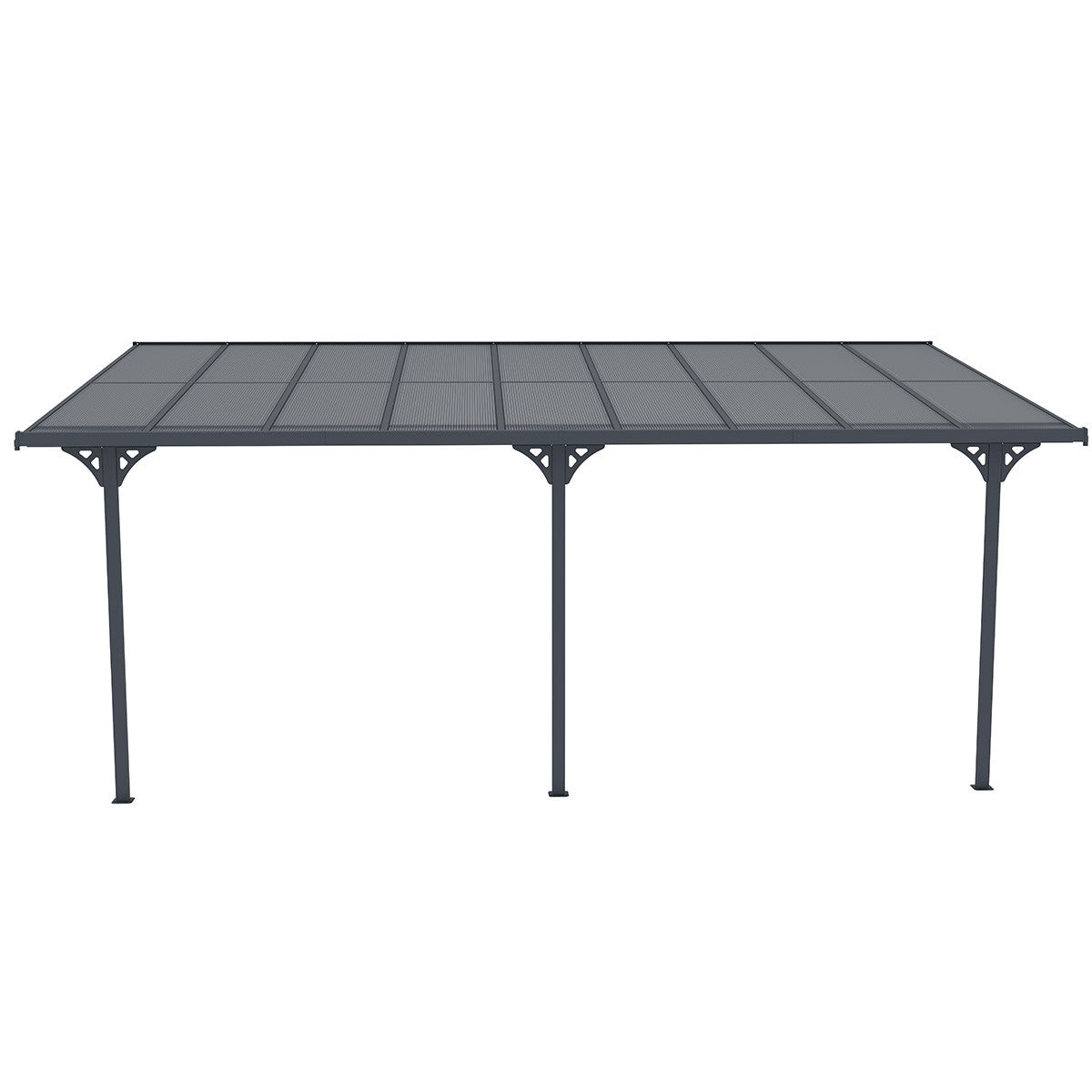 Terassikatos 556 x 300 cm – 6 mm polykarbonaattipaneelit, alumiinirunko, vesirännit