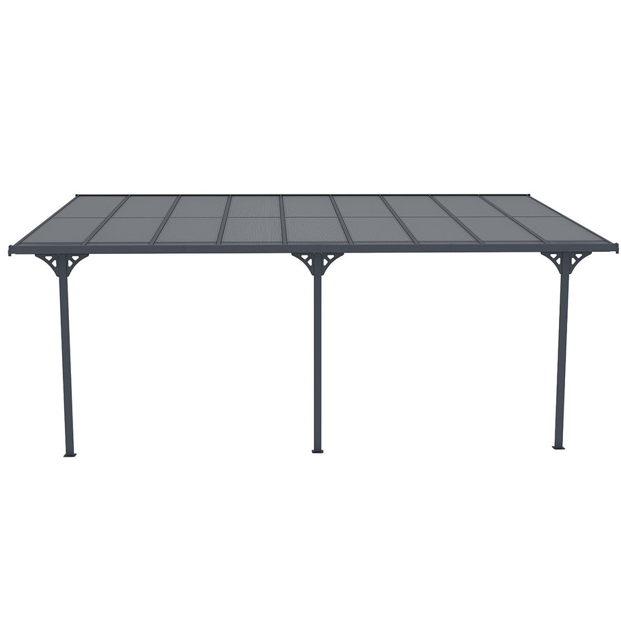 Terrassöverbyggnad 556 x 300 cm – 6 mm polykarbonatpaneler, aluminiumram, takrännor