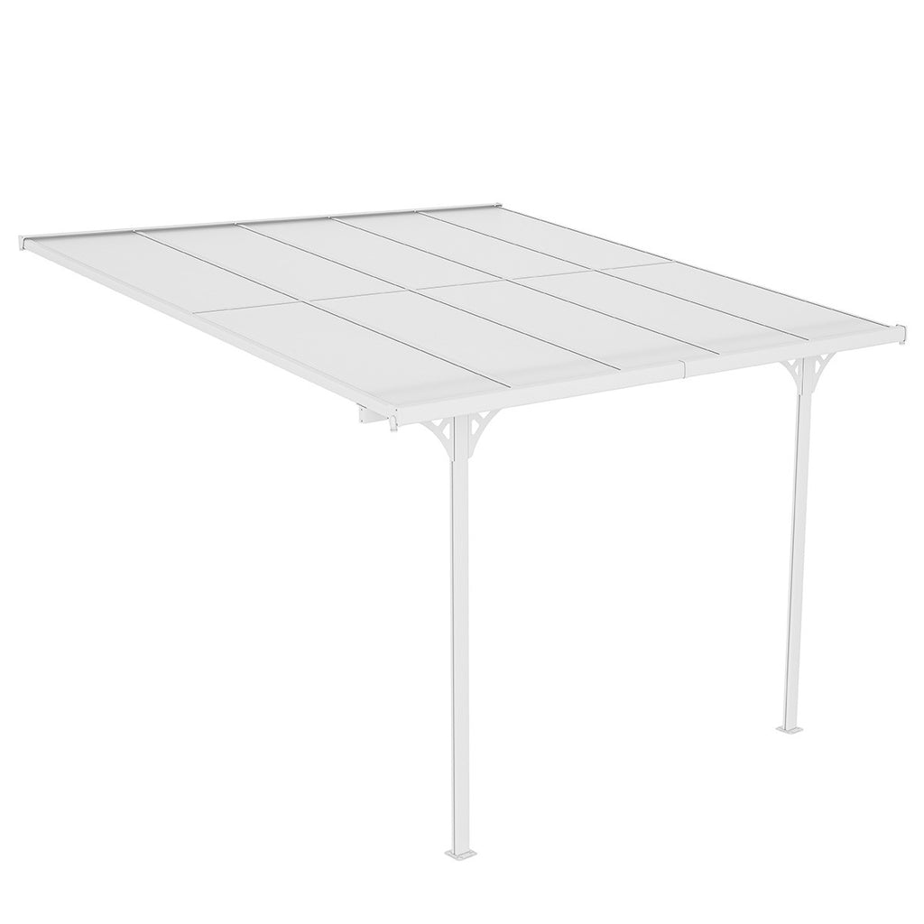 POHJOLA GARDEN Terassikatos 313x300x225-270cm, Valkoinen, EXTRA STRONG 6mm paneeli