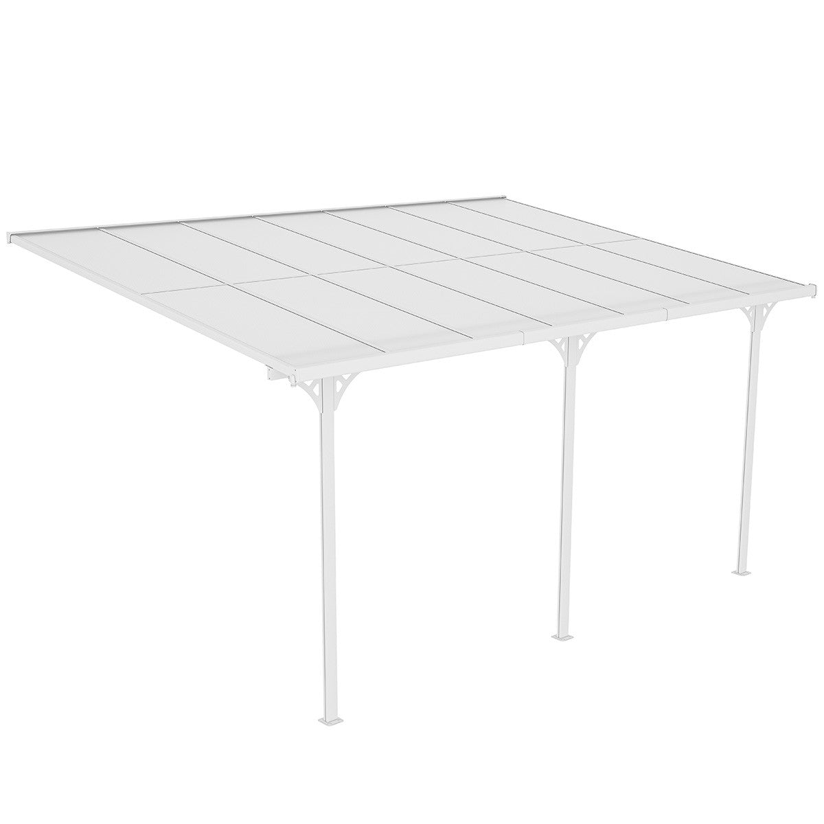 POHJOLA GARDEN Terassikatos 4.35m x 3.00m Valkoinen, EXTRA STRONG 6mm paneeli