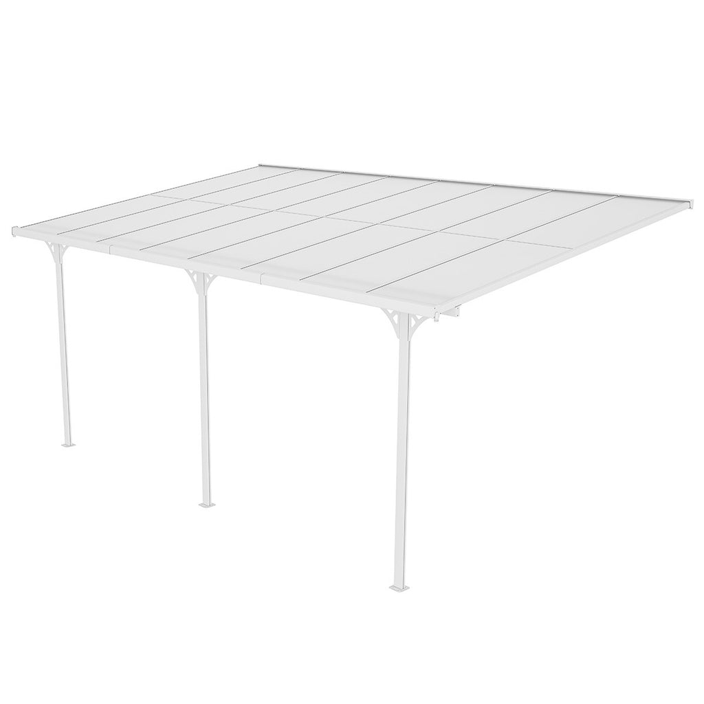 POHJOLA GARDEN Terassikatos 495x300x225-270cm, Valkoinen, EXTRA STRONG 6mm paneeli