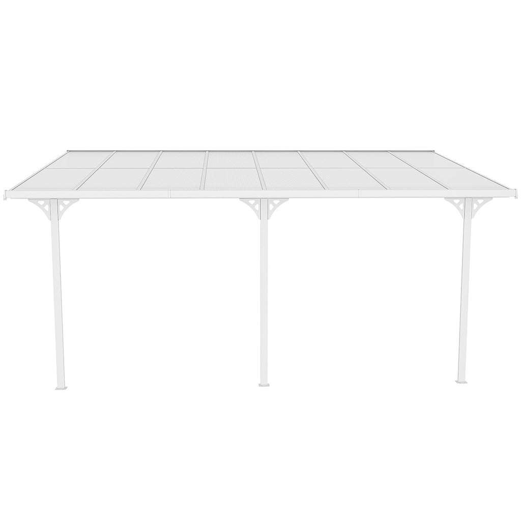 POHJOLA GARDEN Terassikatos 495x300x225-270cm, Valkoinen, EXTRA STRONG 6mm paneeli