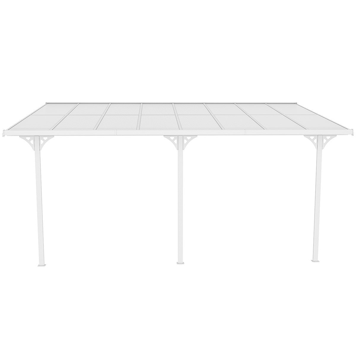 POHJOLA GARDEN Terassikatos 495x300x225-270cm, Valkoinen, EXTRA STRONG 6mm paneeli